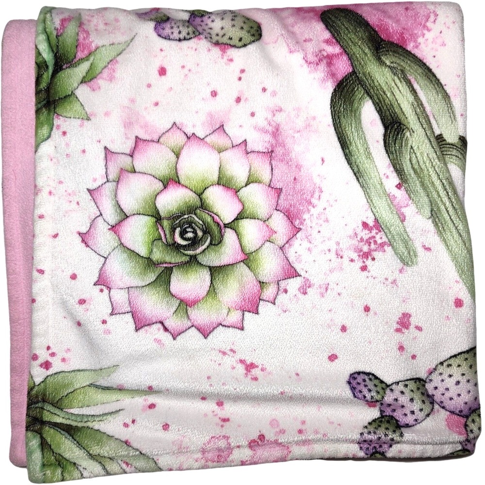Jaxson's World Cactus Baby Girl Blanket Pink Fleece Lovey Soft‎ Watercolor Cacti